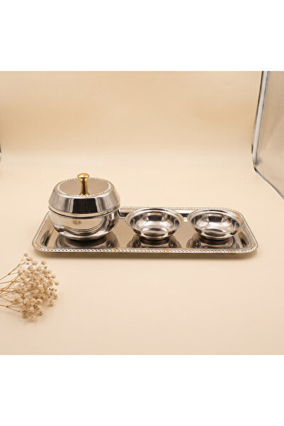 Alakhmas Elegant Design Metal Serving Set with Tray and Lid Bowl Set and Serv...
