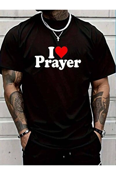 4Car تي شيرت صيفي كلاسيكي للرجال والنساء 100% قطن، بتصميم I LOVE HEART PRAYER...