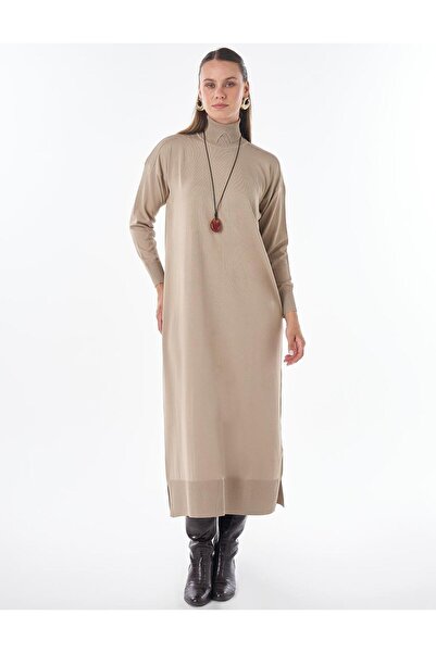 Kayra Turtleneck Knitwear Dress Stone