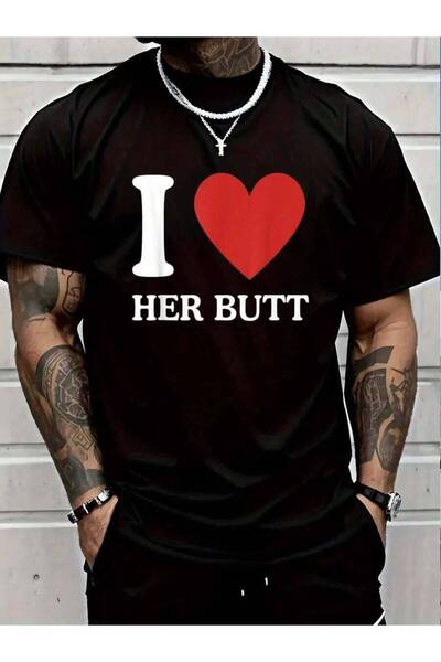799 100% Cotton I Love Butt Heart Funny Novelty For Him Or Her Men's Black Va...