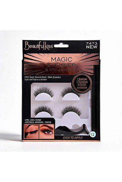 Belora Kit gene false cu bandă și eyeliner, ușor de aplicat, pentru un look s...
