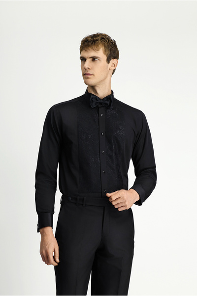 Kiğılı Ata Yaka Patterned Slim Fit Slim Fit Cotton Easy-Iron Shirt