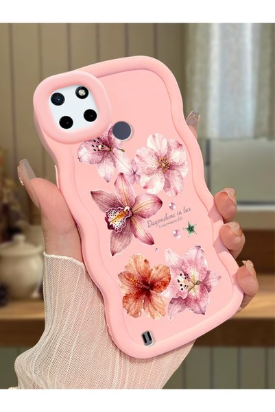 Hontinga Realme C25Y Compatible Case Camera Protector Pink Silicone Couple Ph...