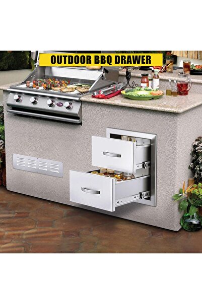 Garvee Stainless Steel Outdoor Kitchen Drawers, Flush Mount Built-in BBQ Drawer