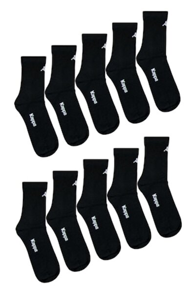 Kappa Set de 10 șosete medii, de damă, negre, 39-42