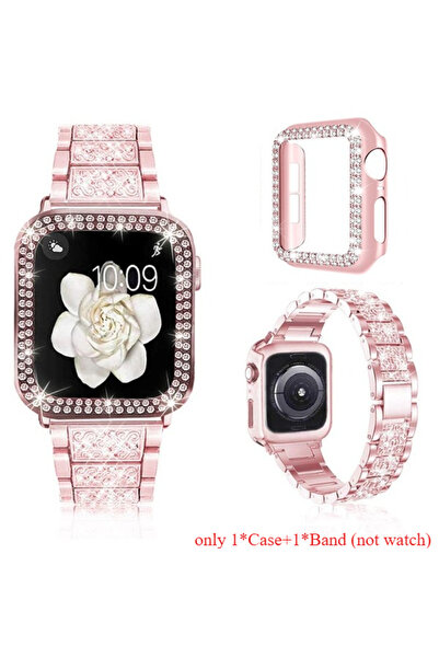 Choice78 44mm Series 6 5 4 SE Pink-P 2 Chains Strap Case + Strap Metal Band W...