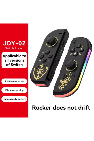 Choice Gold BT 5.2 Joy Controller RGB LED Switch L/R Joypad for Nintendo Swit...