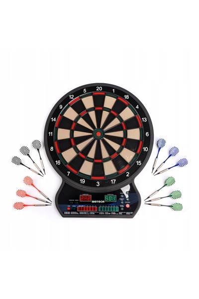 Meteor Placă electronică de darts cu 4 LED-uri pentru 8 jucători - 27 de jocu...
