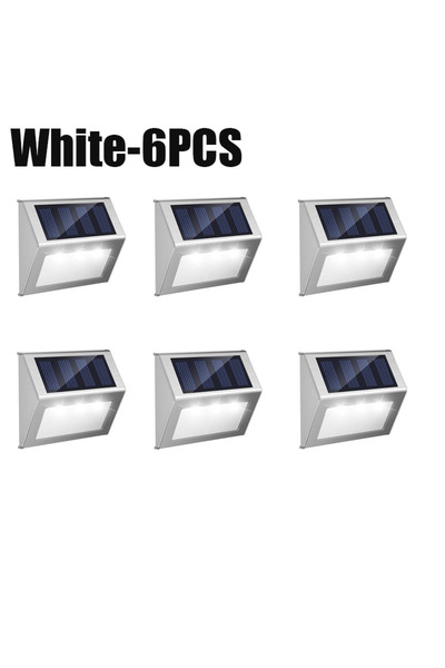 Choice White-6PCS Solar Staircase Stainless Steel 3LED Ladder Light, Outdoor ...