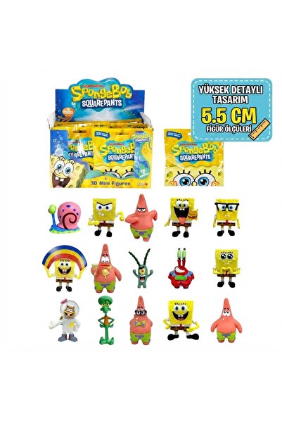 TOYTOPIA Sünger Bob Kare Şort Sürpriz 3D Mini Figür - Tekli GİZEMLİ Paket (Bl...
