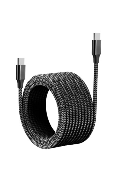 choice2 كابل USB-C إلى USB-C أسود بطول 5 متر، يدعم الشحن السريع بقوة 60 واط، ...