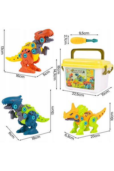 MalPlay Set de construcție DIY Dinozauri de asamblat și rotit, Blocuri de con...