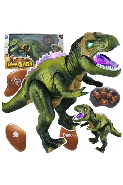 Stator Dinozaur telecomandat interactiv T-Rex, merge, mușcă, cu LED-uri, XXL