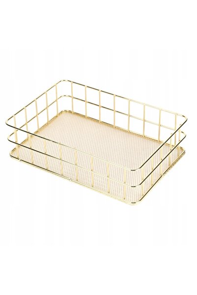 NO BRAND Coș metalic pentru fructe, din sârmă aurie, decorativ, pentru birou
