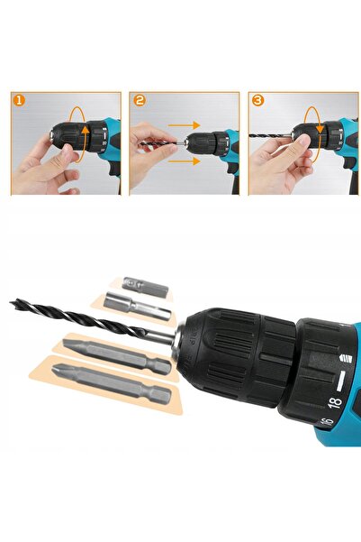 NO BRAND Mașină de găurit și înșurubat 12V cu LED, 1.5Ah + Kit cu carcasă
