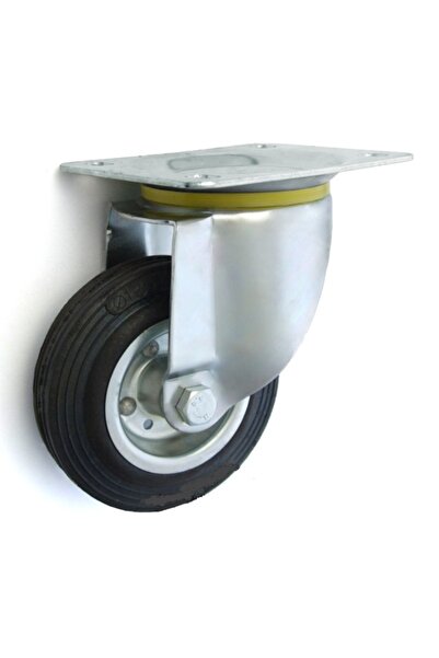 NO BRAND Roată pivotantă metal-cauciuc 80mm în cutie pivotantă