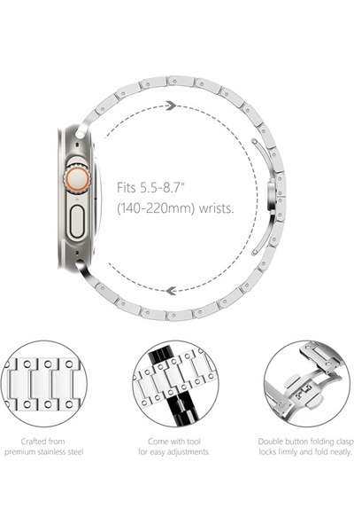 NO BRAND Brățară argintie Newways pentru Apple Watch Se3/2 10/9/8/7/6/5/4/3 3...