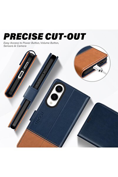 NO BRAND Husă din piele tip carte Tucch pentru Samsung Galaxy S25 Edge Albast...