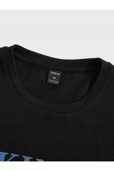 NO BRAND Set tricou, Tricou cu imprimeu negru, Pantaloni albaștri, Battle She...