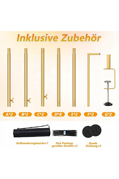 NO BRAND Suport decorativ reglabil pentru masă, auriu, reglabil 120 cm - 320 cm