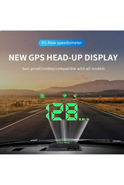 NO BRAND Vitezometru digital multifuncțional LED GPS HUD Km/H 80 x 54mm cu ad...
