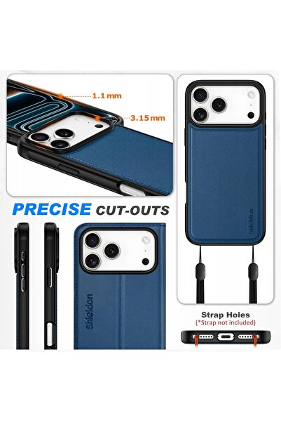 NO BRAND Husă Shieldon din Piele Naturală Magsafe pentru iPhone 17 Pro 2-în-1...
