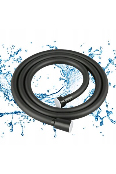 NO BRAND Furtun de duș siliconic 150cm neted negru PVC 360 °   Cauciuc pentru...