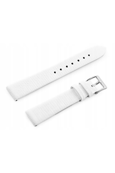 NO BRAND Curea de ceas din piele W107 - Albă/Sr 12mm