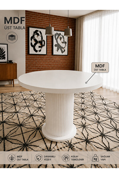 Concept Ayz Home Alve Yuvarlak Bohem Modern Mutfak Masası 90x90 cm – MDF Üst ...