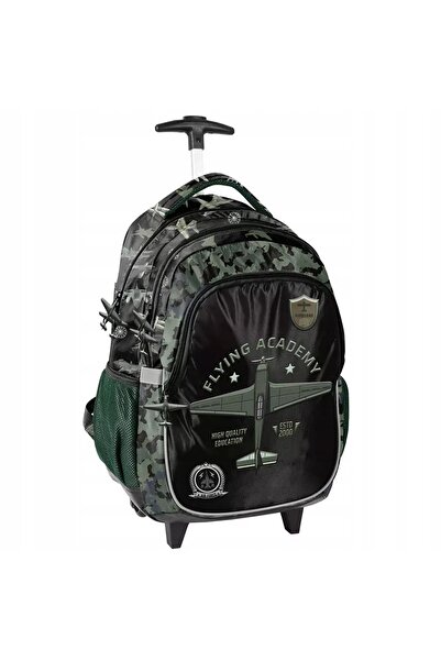 NO BRAND Rucsac școlar cu multiple compartimente Paso Negru, Verde 28 L