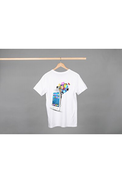 Noname Tricou Unisex Bumbac Premium Casual " Mobile social media " Inscriptie
