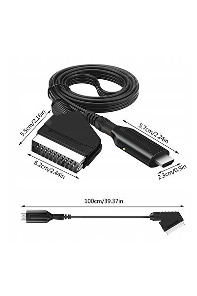 NO BRAND Cablu adaptor convertor Euro / SCART la HDMI 1080p pentru TV Box