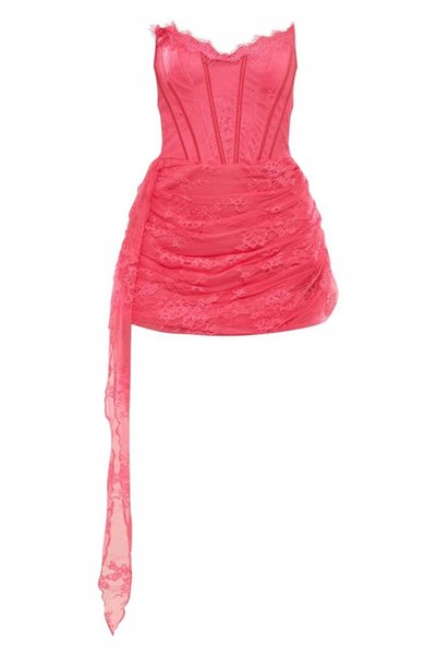 NO BRAND Prettylittlething Rochie mini tip corset din dantelă roz, mulată 38