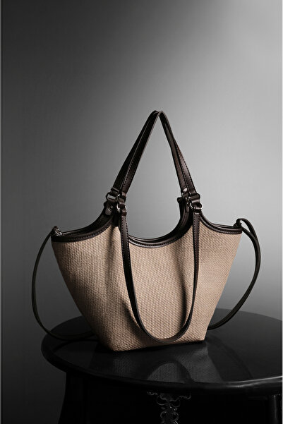 Rimense Women's Straw Bitter Brown Faux Leather Hand and Shoulder Bag