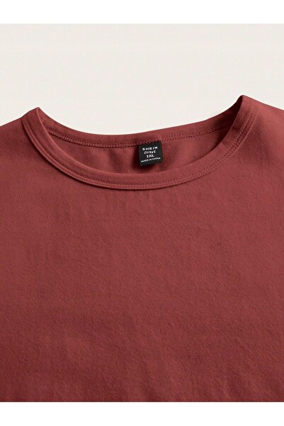 NO BRAND Tricou clasic simplu din bumbac, roz închis, Shein 46