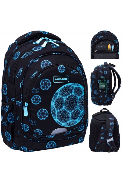 NO BRAND Rucsac școlar cu multiple compartimente, negru, albastru, 20 L