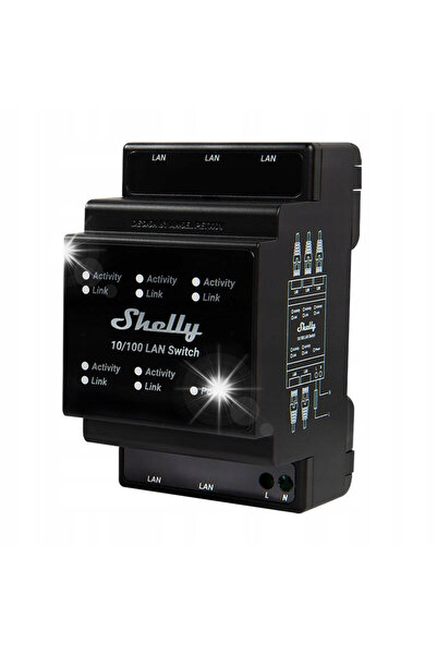 Shelly Becker Switch Ethernet inteligent Shelly cu 5 porturi RJ45, Switch LAN