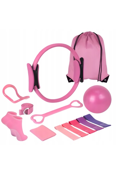 NO BRAND Set Pilates și Yoga 13-în-1 cu Inel Pilates, Minge și Benzi de rezis...
