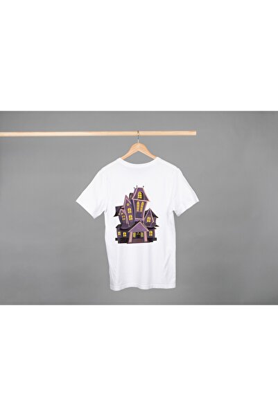 Noname Tricou Unisex Bumbac Premium Casual " Castel halloween " Inscriptie