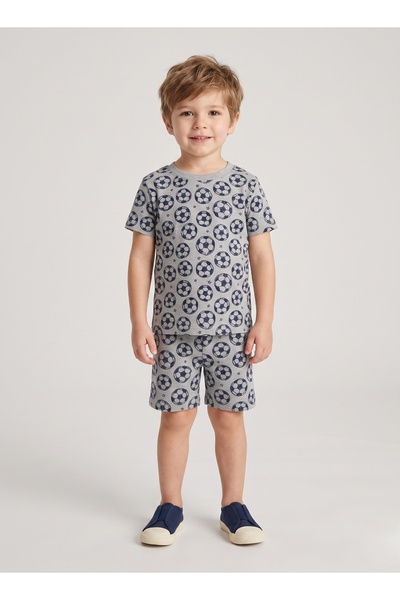 Babyqlo Boys Grey Football Print Shorts Set