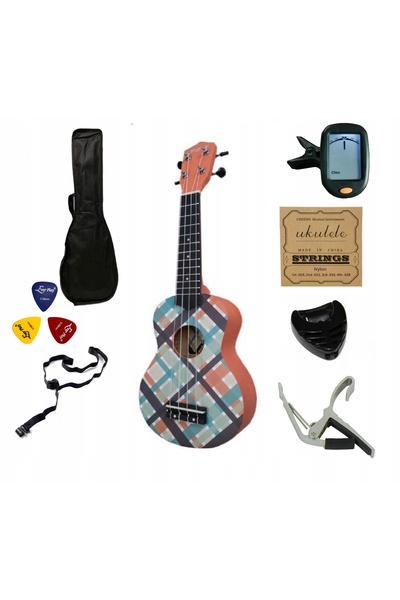 NO BRAND Ukulele Soprano Jeremi S3-Kp din lemn de molid cu dungi colorate gra...