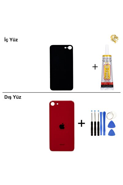ARSKİNG iPhone SE 2020 Kırmızı Arka Kapak Arka Cam Batarya Kapağı Lazer Kesim...