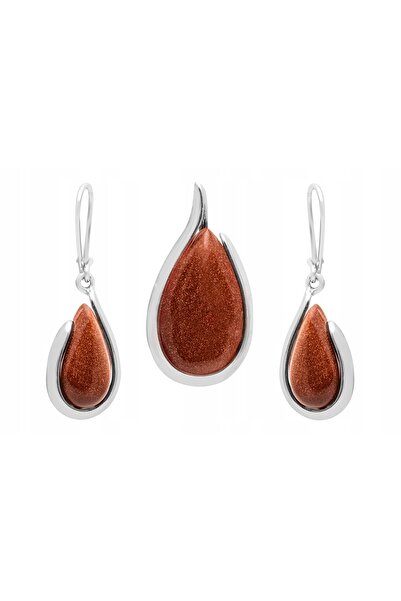 NO BRAND Set de argint cercei+pendant Nisip de deșert!