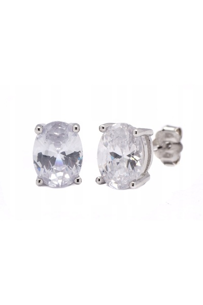 NO BRAND Cercei din argint cu zircon alb 8x6