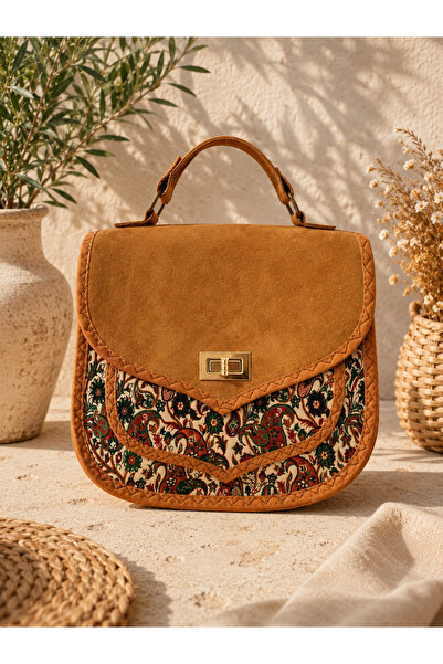 EdButikModa Ethnic Patterned Suede Shoulder and Crossbody Bag for Women – Boh...