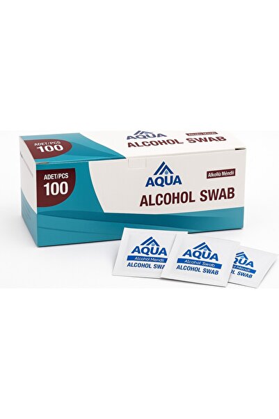 Aqua Alkollü Swab Alkollü Mendil %70 Alkol İçeren Tek Kullanımlık Steril Temi...