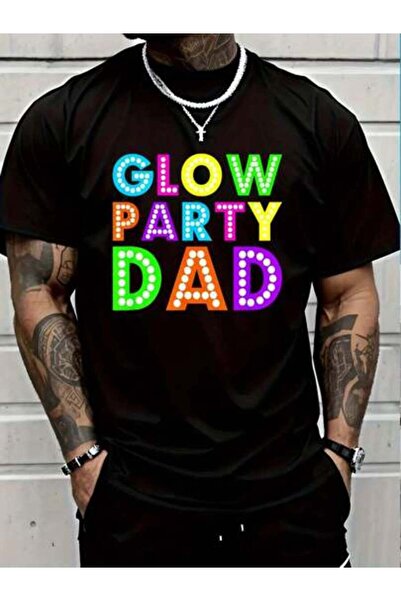 799 100% Cotton Glow Dad -Neon Party T Shirt Round Neck Short Sleeve T-Shirt ...