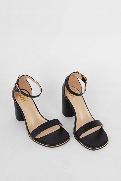 NO BRAND Sandale negre cu toc înalt, toc bloc, cu cataramă, Dorothy Perkins 39