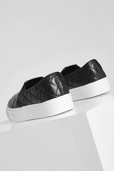 NO BRAND Pantofi clasici negri matlasați tip slip-on din piele ecologică Booh...