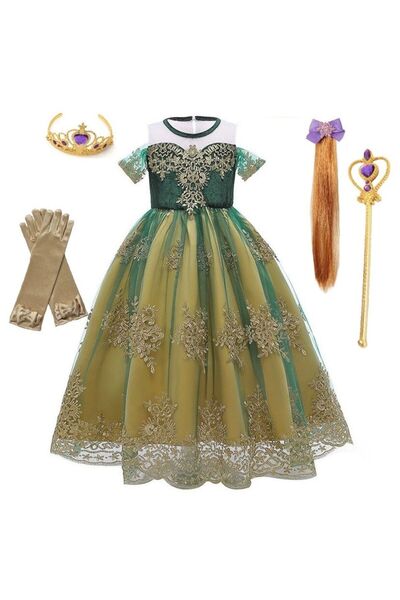 NO BRAND Rochie costum Anna Țara de Gheață pentru Bal de Carnaval 116 122